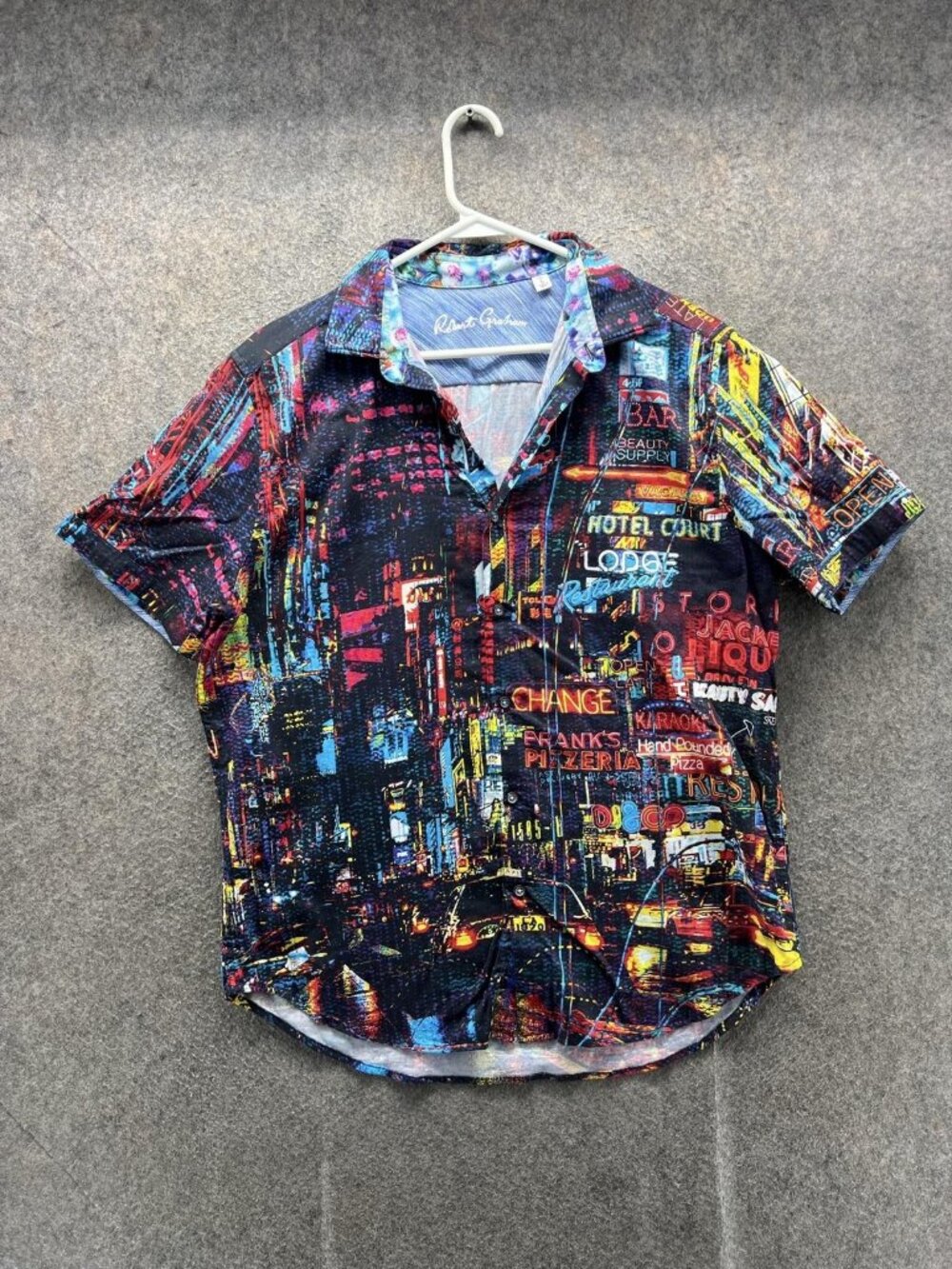Robert Graham Shirt Men Large Multicolor City Short Sleeve Button Up Classic Fit